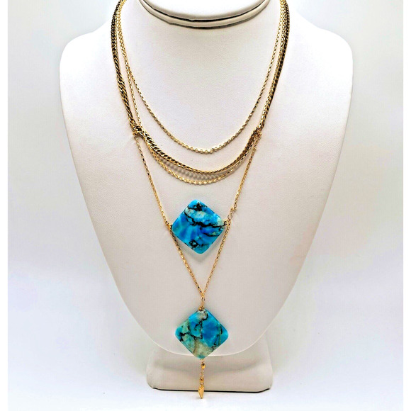 Vanessa Mooney Necklace Kismet Multi Strand Blue Stone Retired 16" - Picture 1 of 7